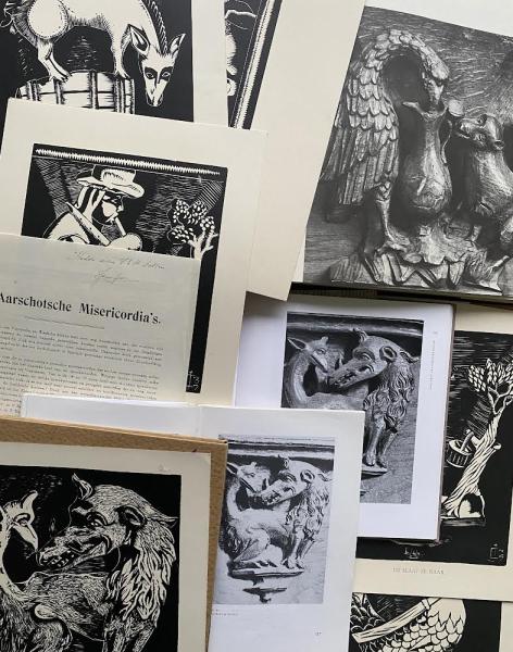 Aarschotse misericordia’s in grafiek, foto’s, boekillustraties en tekeningen 