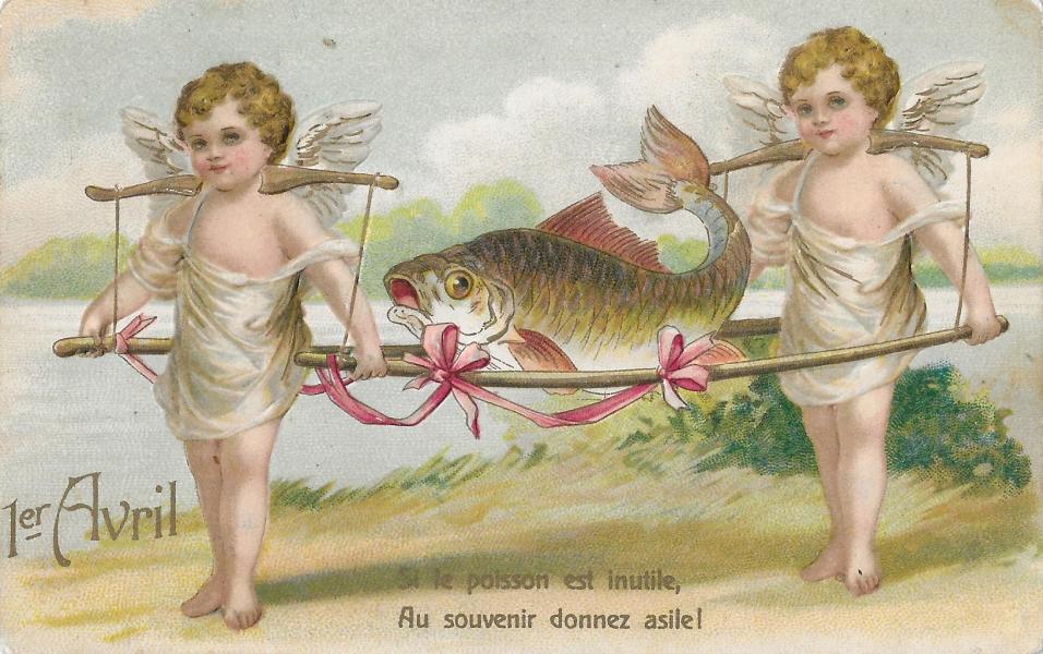 Voorbeeld van een oude 1 april-wenskaart
