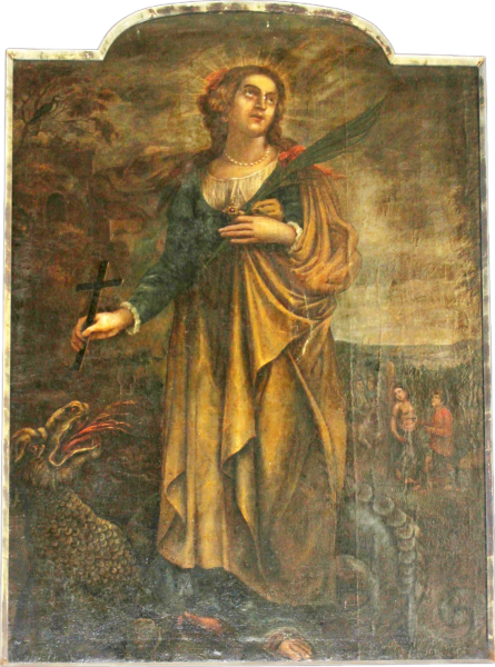 Schilderij Sint-Margaretha voor restauratie