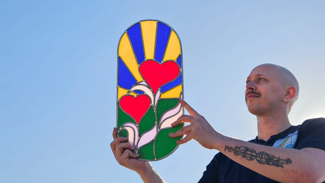 Themabeeld in glasraam