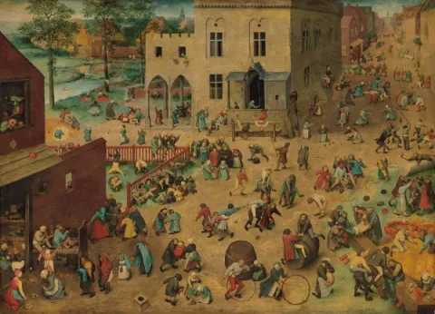 Kinderspelen, Pieter Bruegel de Oude. Collectie Kunsthistorisches Museum, Wenen. Publiek domein via Wikimedia Commons